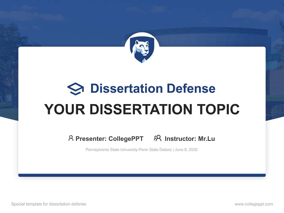 Pennsylvania State University-Penn State Dubois Graduation Thesis Defense PPT Template4:3 ratio PPT effect preview image7