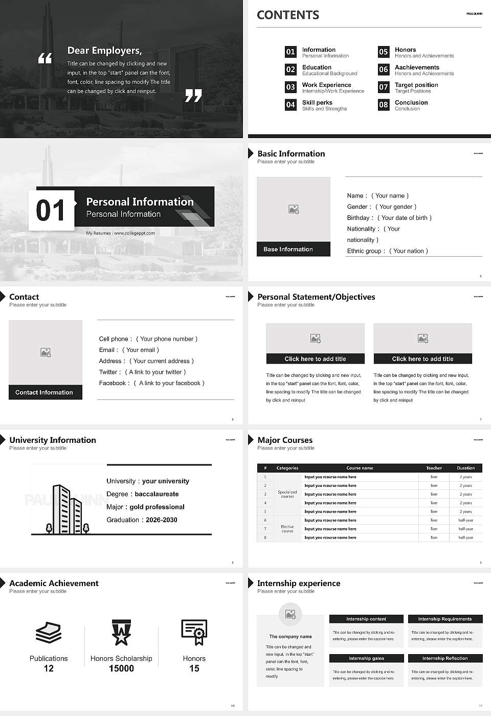 Paul Quinn College Resume PPT Template16:9 ratio PPT effect preview image2