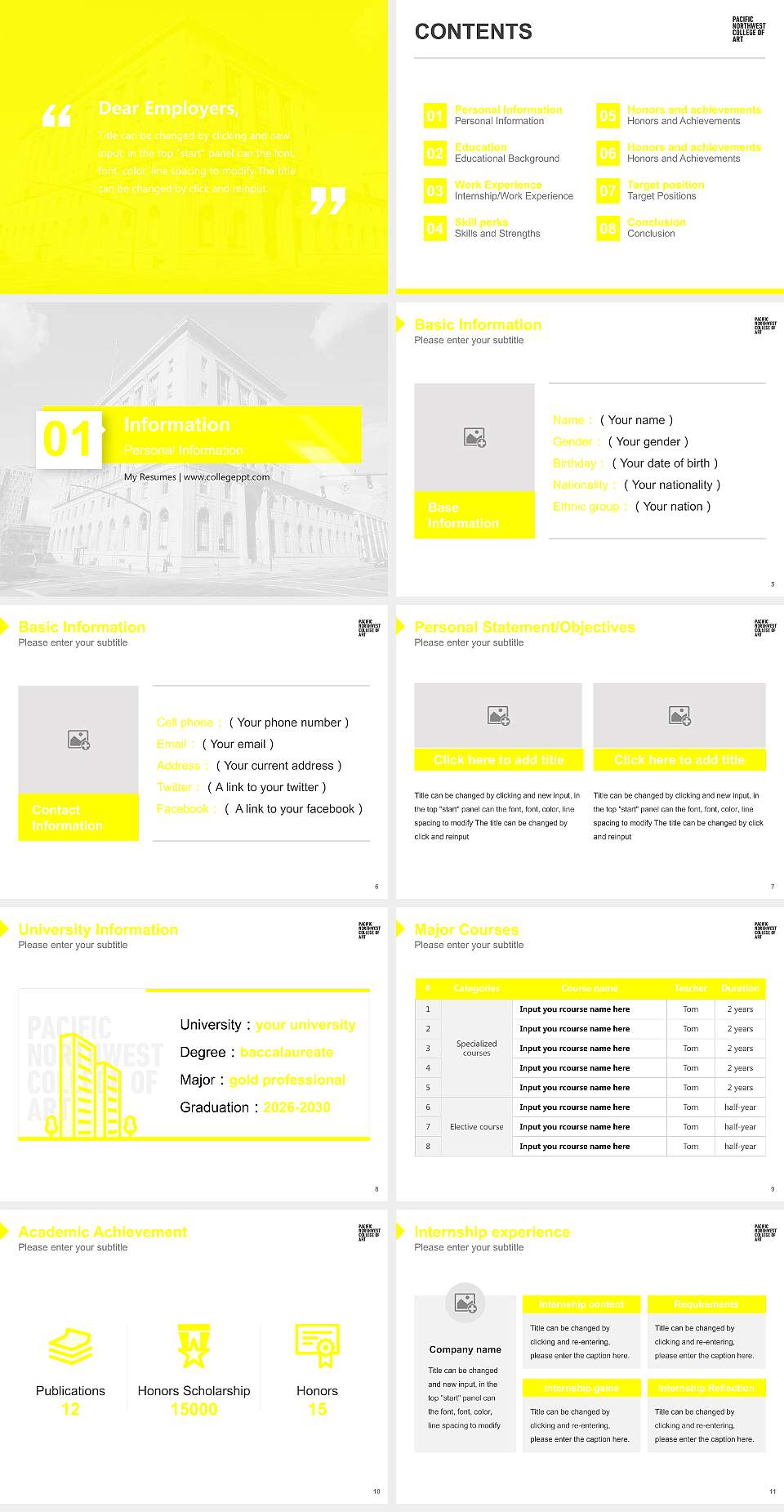 Pacific Northwest College of Art Resume PPT Template4:3 ratio PPT effect preview image2