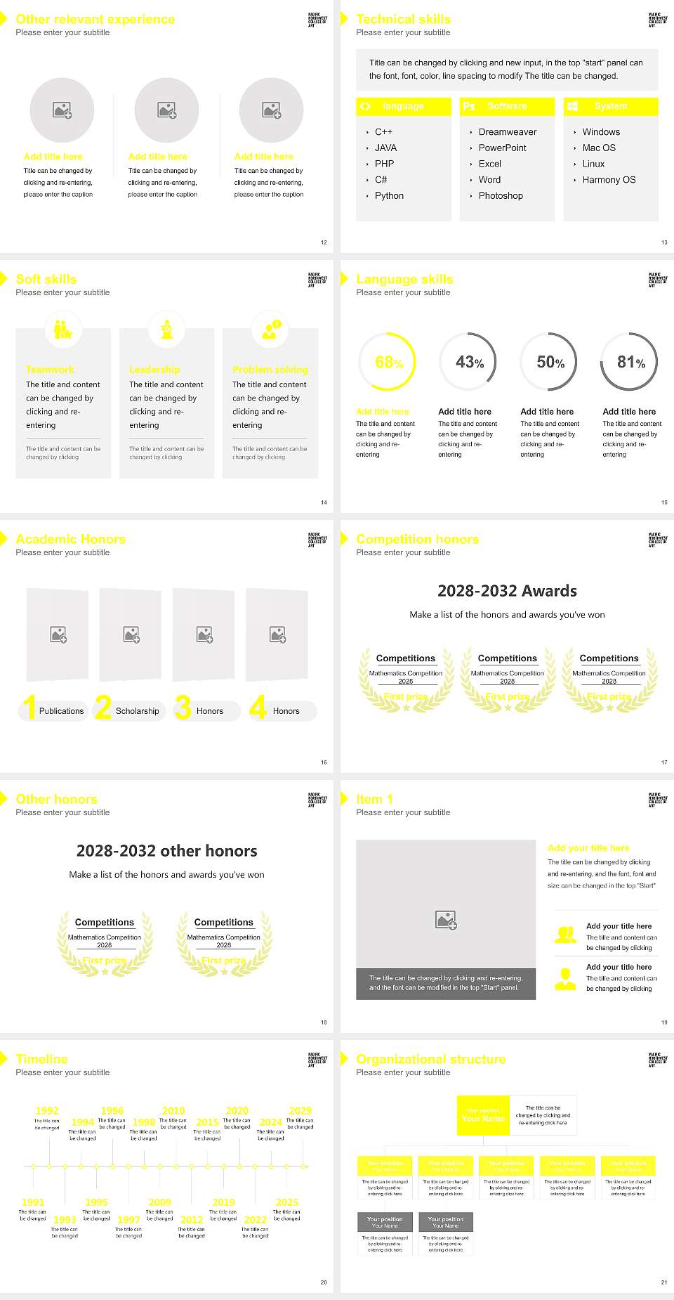 Pacific Northwest College of Art Resume PPT Template4:3 ratio PPT effect preview image3