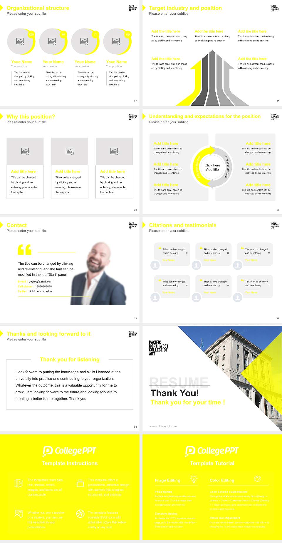 Pacific Northwest College of Art Resume PPT Template4:3 ratio PPT effect preview image4