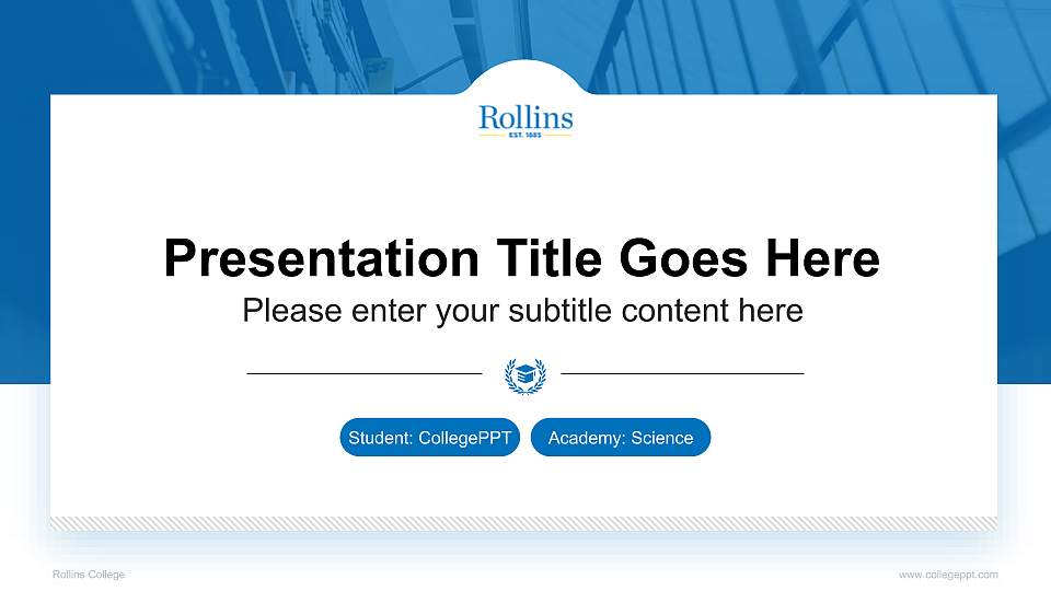 Rollins College National Scholarship Defense PPT Template16:9 ratio PPT effect preview image