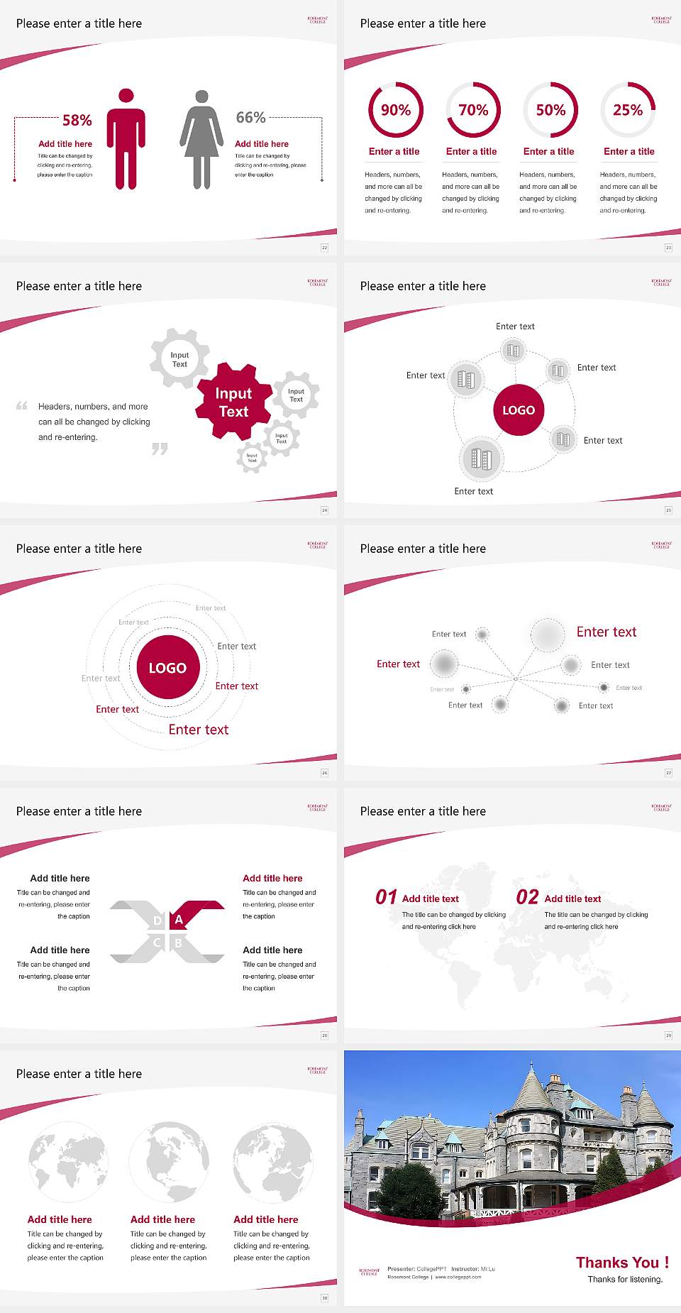 Rosemont College Course/Courseware Creation PPT Template4:3 ratio PPT effect preview image4