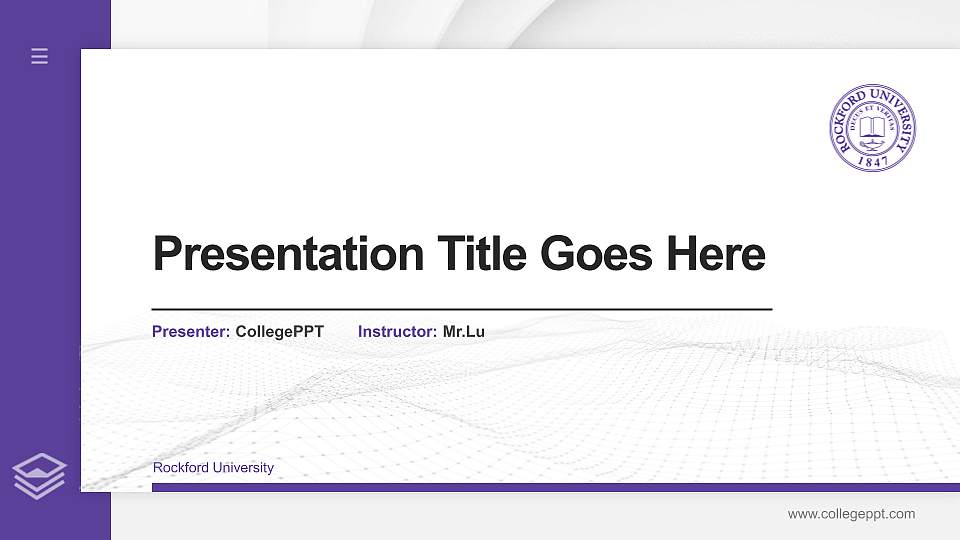 Rockford University Thesis Proposal/Graduation Defense PPT Template16:9 ratio PPT effect preview image