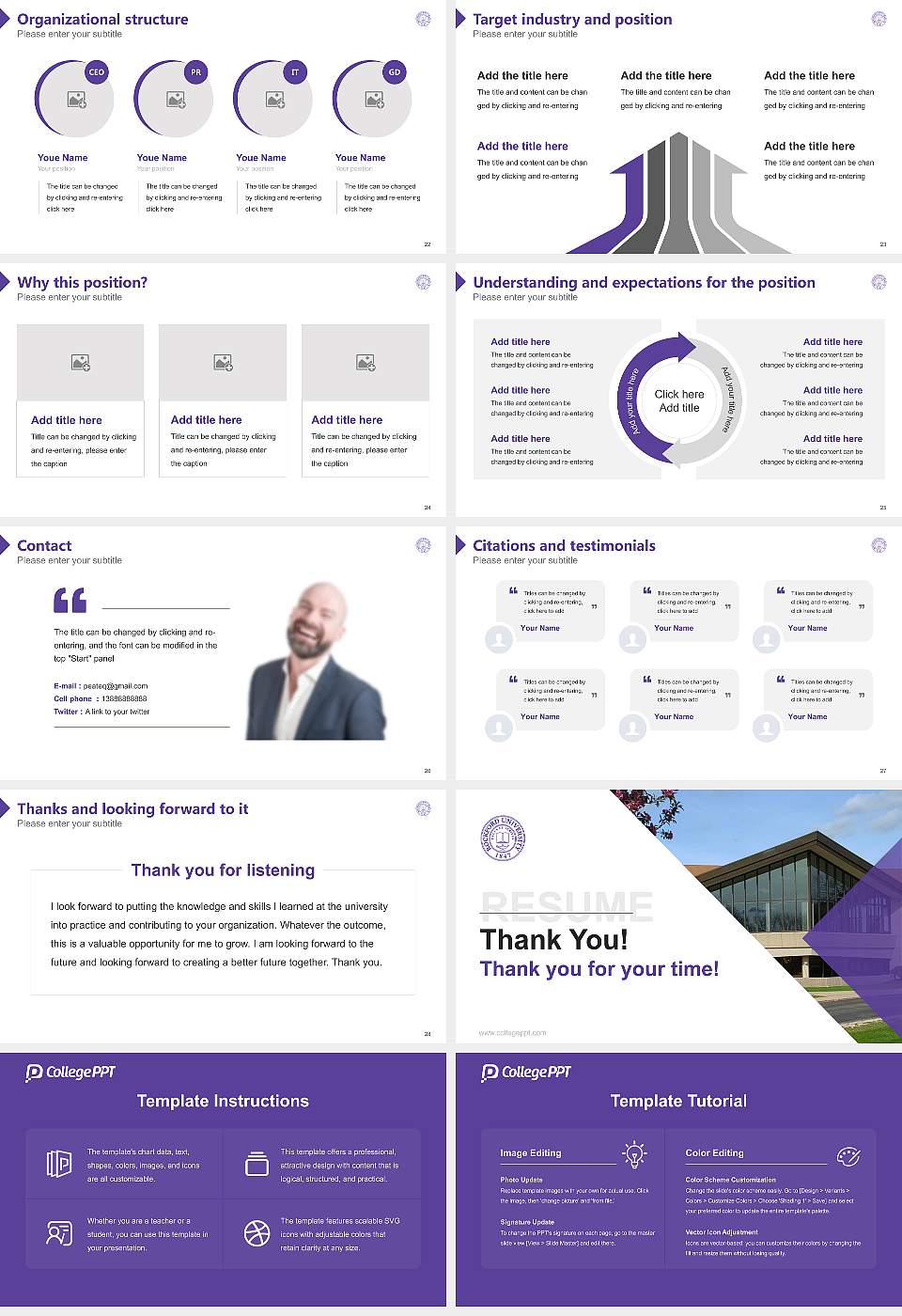 Rockford University Resume PPT Template16:9 ratio PPT effect preview image4