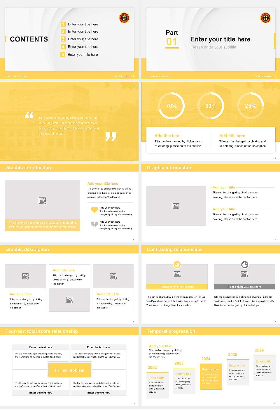 Ottawa University-Ottawa Thesis Proposal/Graduation Defense PPT Template16:9 ratio PPT effect preview image2