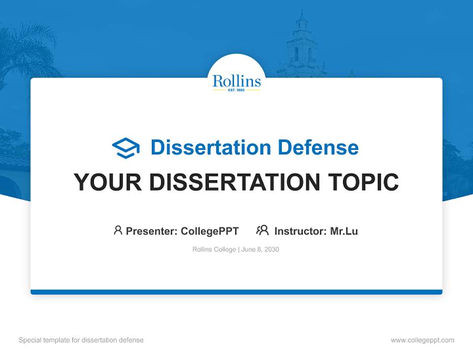 Rollins College Graduation Thesis Defense PPT Template4:3 ratio PPT effect preview image7