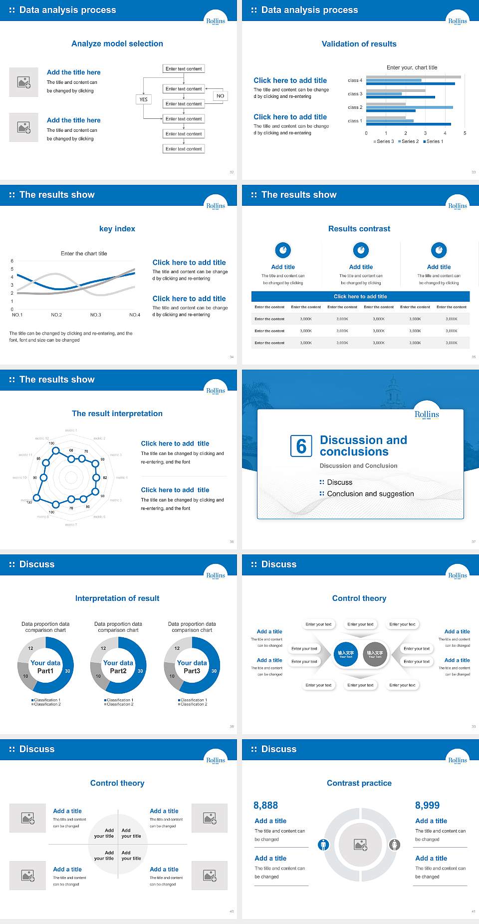 Rollins College Graduation Thesis Defense PPT Template4:3 ratio PPT effect preview image5