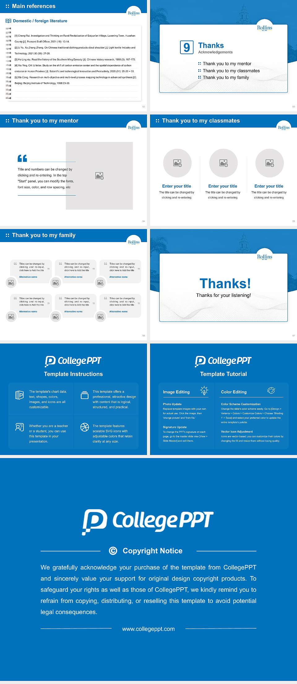 Rollins College Graduation Thesis Defense PPT Template4:3 ratio PPT effect preview image7