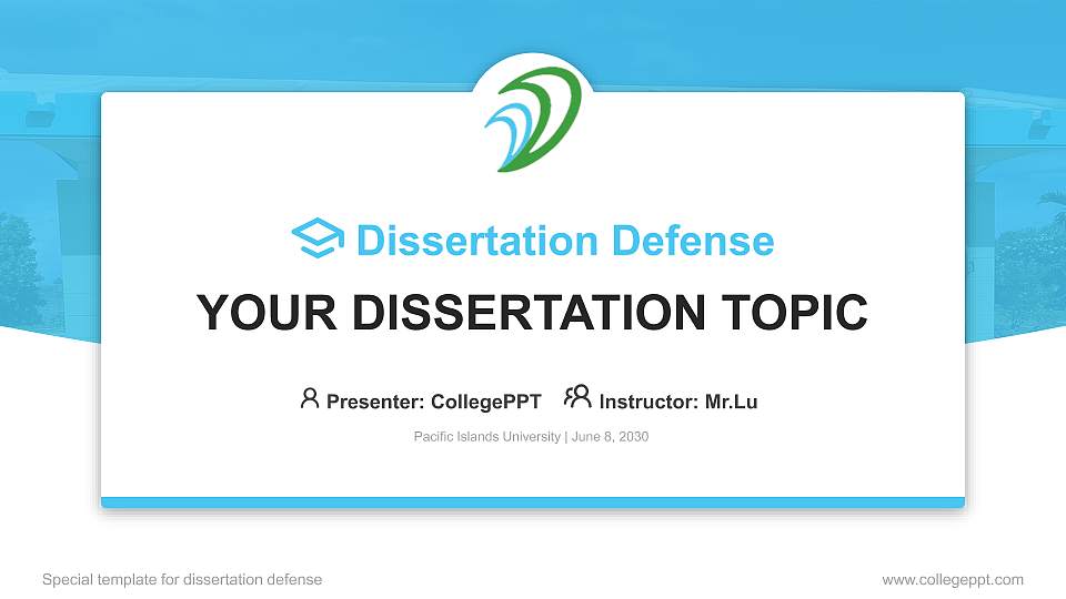 Pacific Islands University Graduation Thesis Defense PPT Template16:9 ratio PPT effect preview image