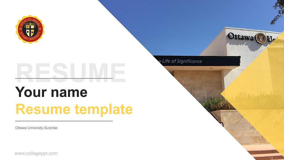 Ottawa University-Surprise Resume PPT Template16:9 ratio PPT effect preview image