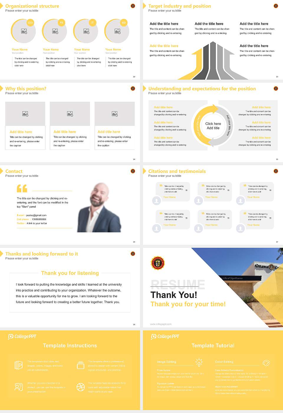 Ottawa University-Surprise Resume PPT Template16:9 ratio PPT effect preview image4