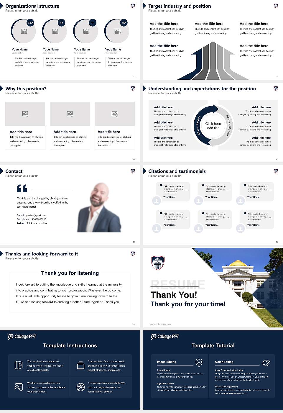 Rogers State University Resume PPT Template16:9 ratio PPT effect preview image4