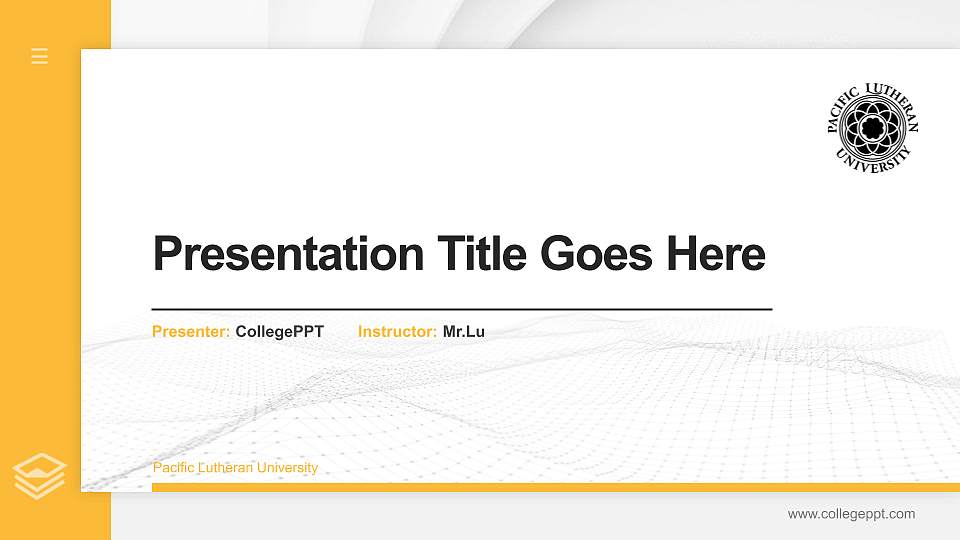 Pacific Lutheran University Thesis Proposal/Graduation Defense PPT Template16:9 ratio PPT effect preview image