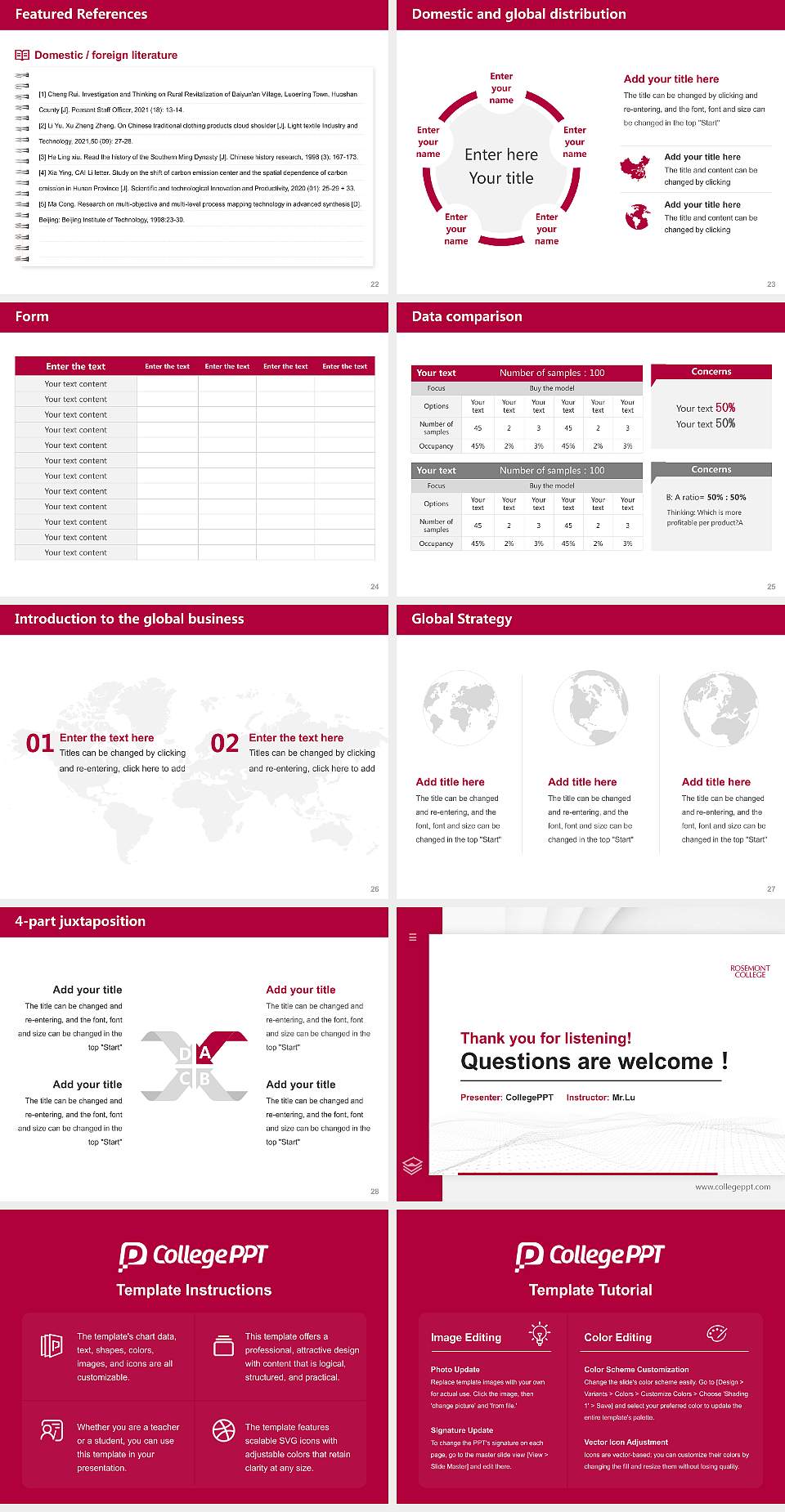 Rosemont College Thesis Proposal/Graduation Defense PPT Template4:3 ratio PPT effect preview image4