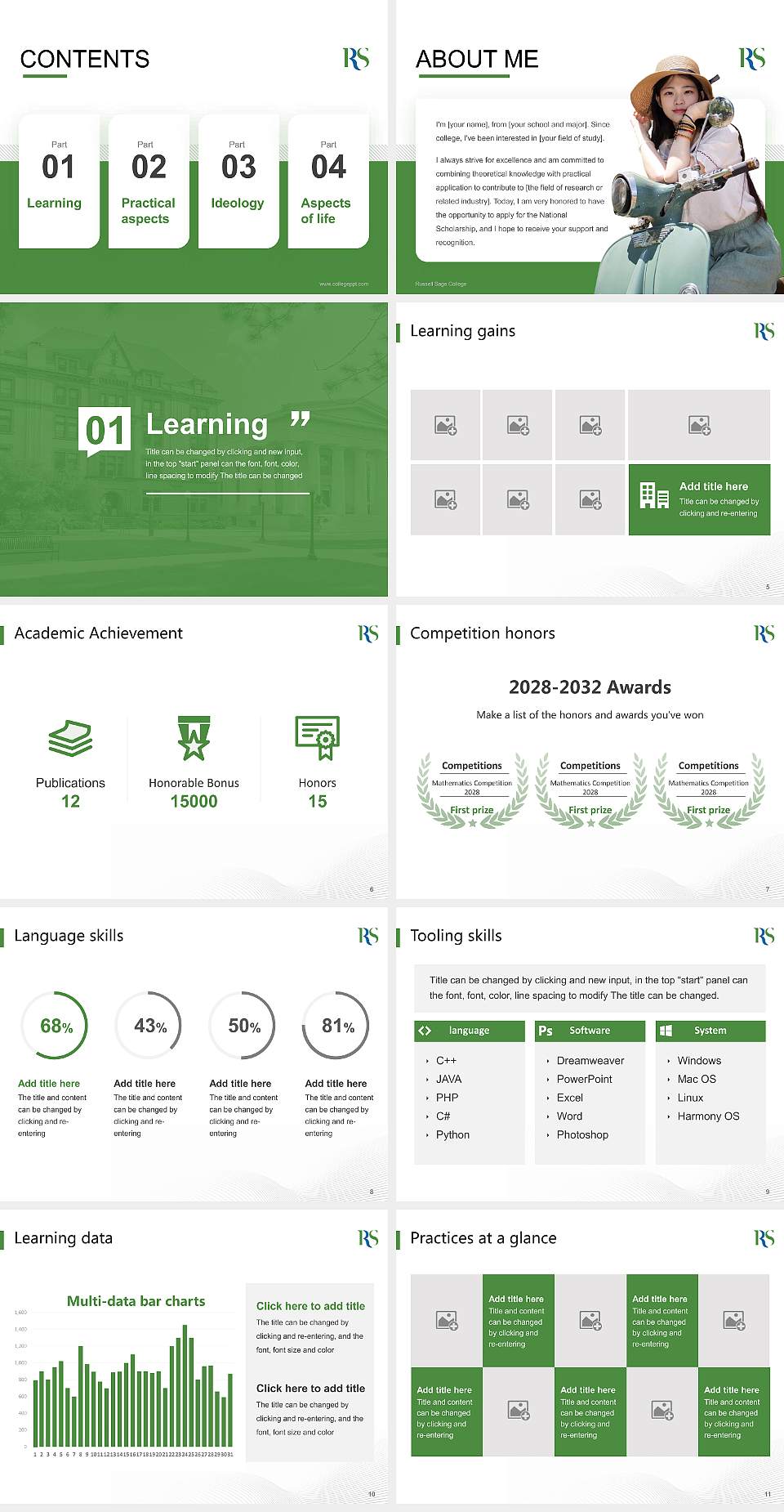 Russell Sage College National Scholarship Defense PPT Template4:3 ratio PPT effect preview image2