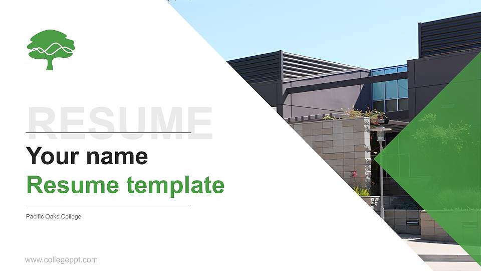 Pacific Oaks College Resume PPT Template16:9 ratio PPT effect preview image