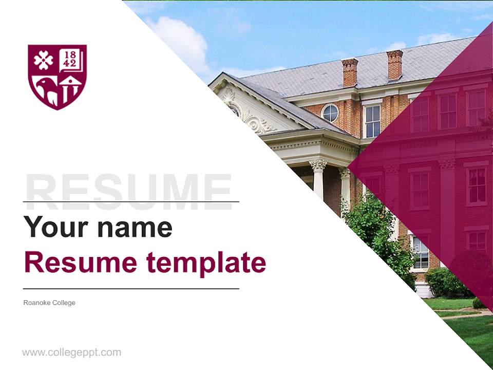 Roanoke College Resume PPT Template4:3 ratio PPT effect preview image5