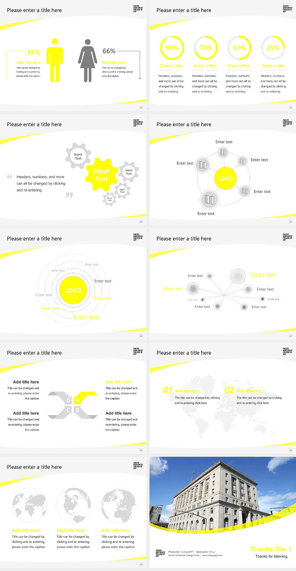 Pacific Northwest College of Art Course/Courseware Creation PPT Template4:3 ratio PPT effect preview image4