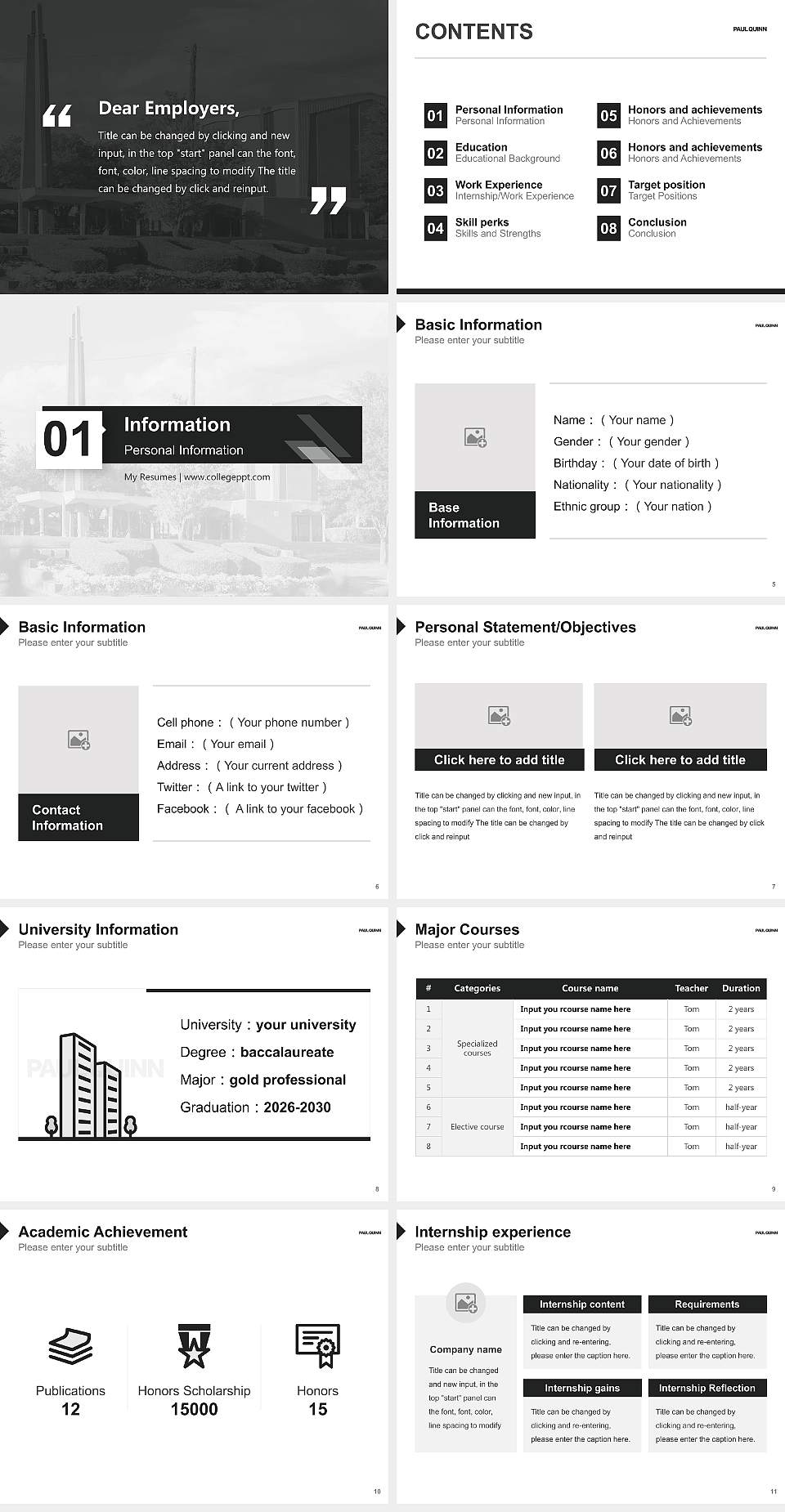 Paul Quinn College Resume PPT Template4:3 ratio PPT effect preview image2