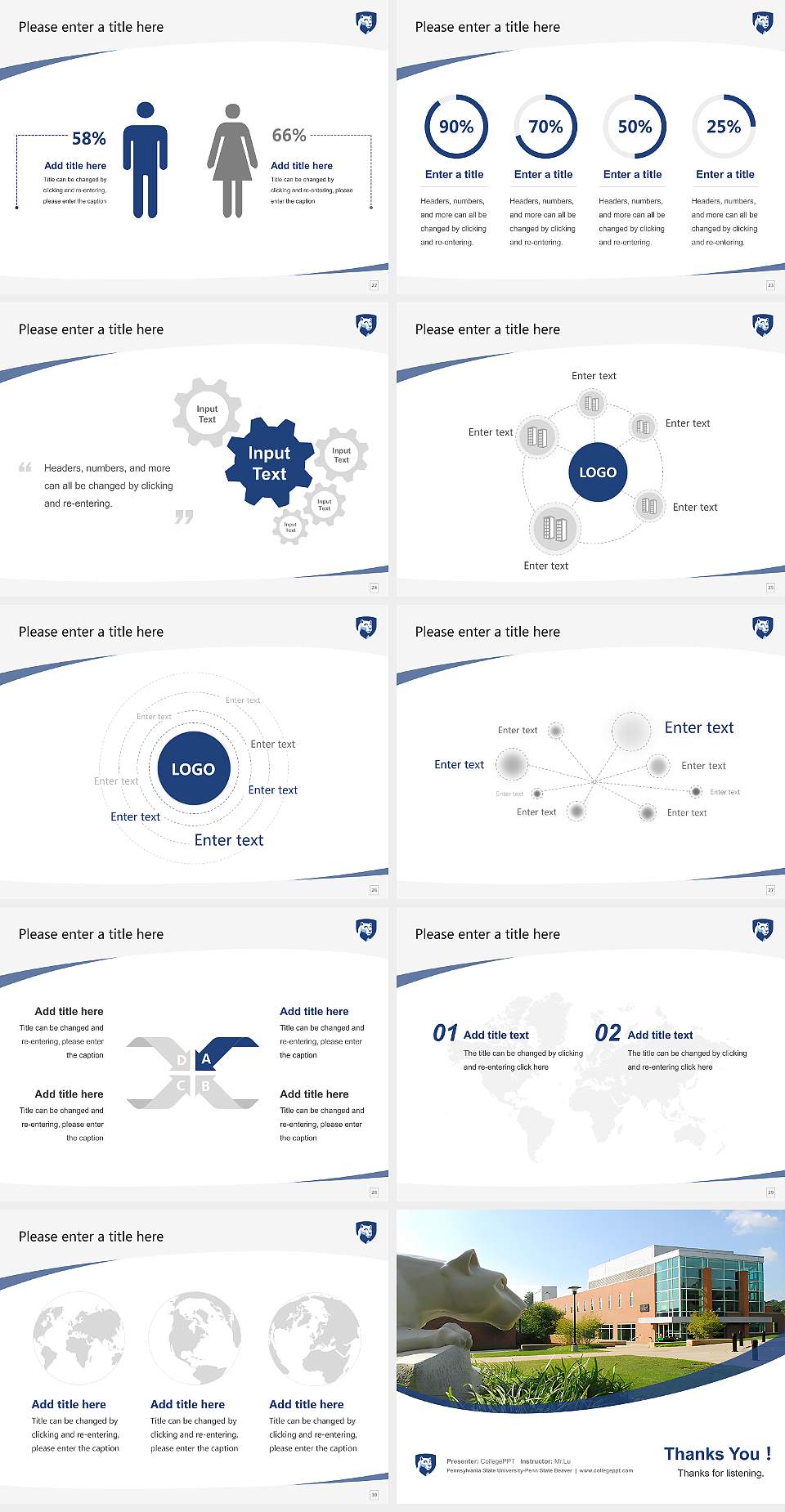 Pennsylvania State University-Penn State Beaver Course/Courseware Creation PPT Template4:3 ratio PPT effect preview image4