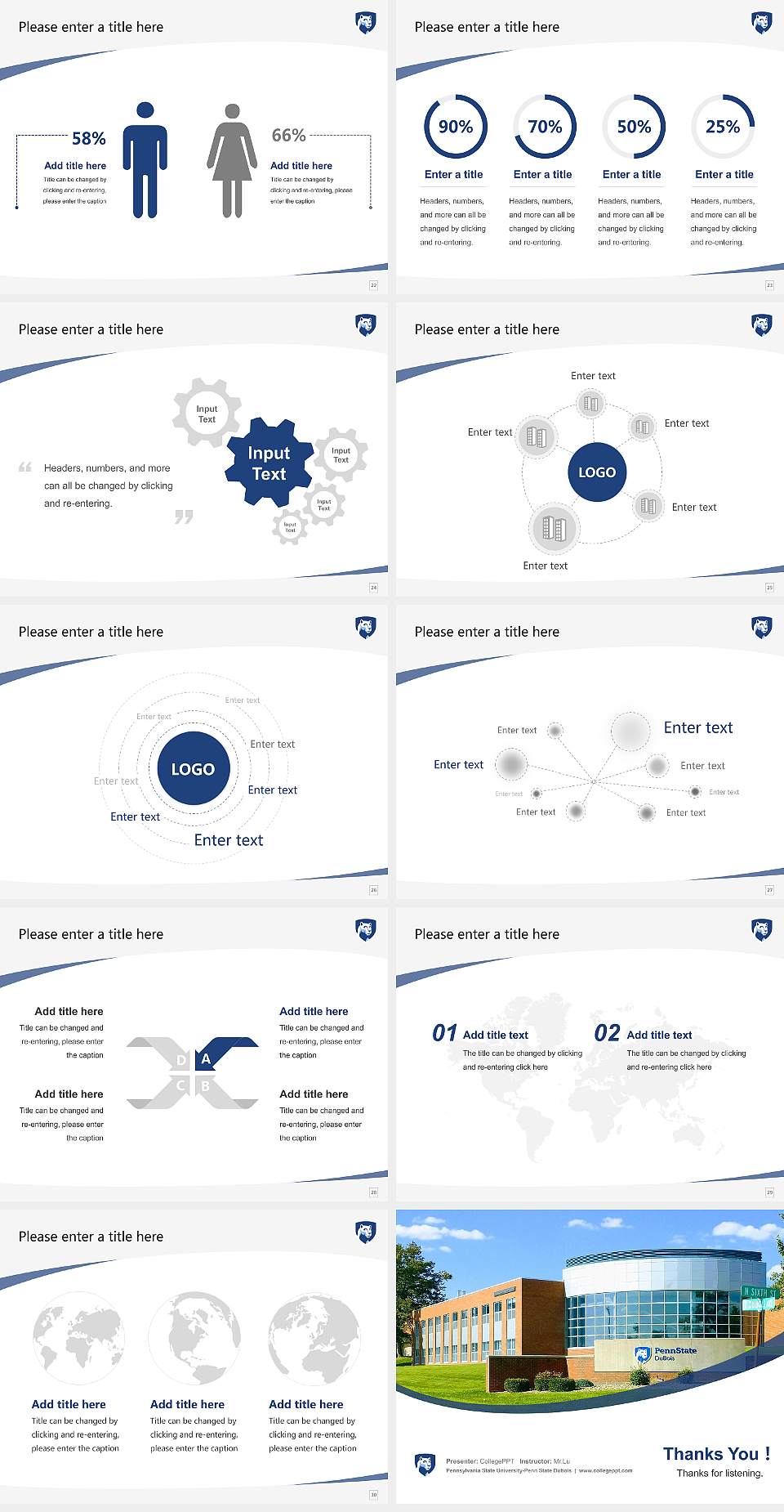 Pennsylvania State University-Penn State Dubois Course/Courseware Creation PPT Template4:3 ratio PPT effect preview image4