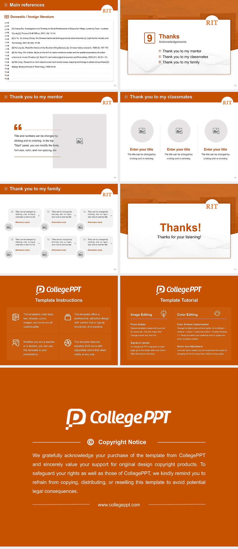 Rochester Institute of Technology Graduation Thesis Defense PPT Template4:3 ratio PPT effect preview image7