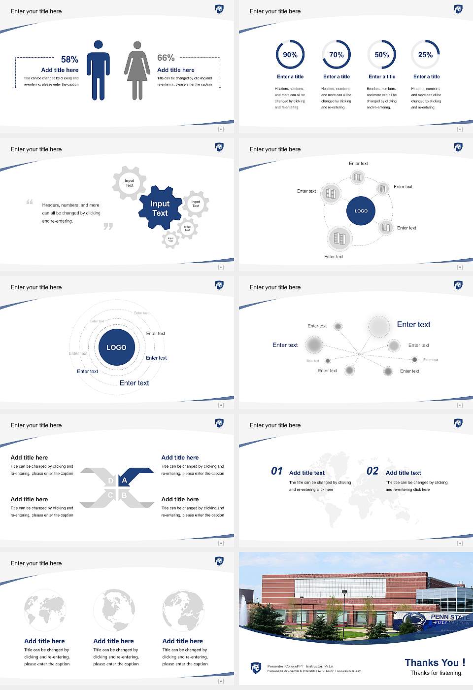 Pennsylvania State University-Penn State Fayette- Eberly Course/Courseware Creation PPT Template16:9 ratio PPT effect preview image4