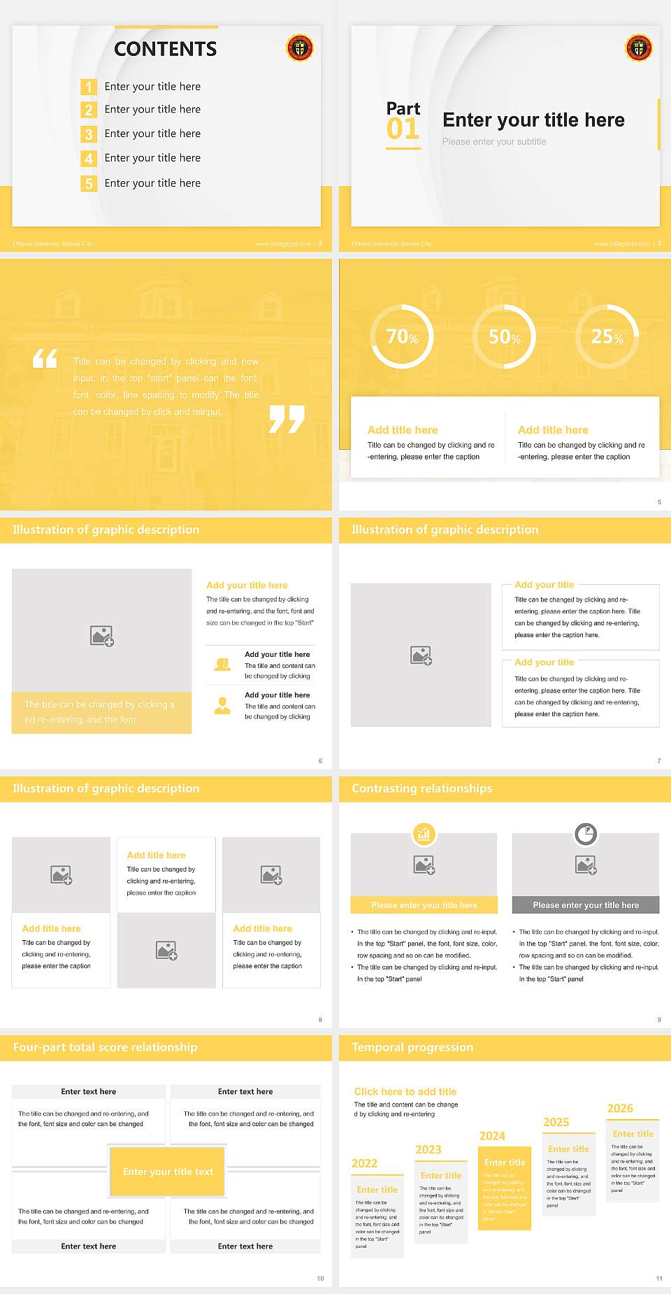 Ottawa University-Kansas City Thesis Proposal/Graduation Defense PPT Template4:3 ratio PPT effect preview image2