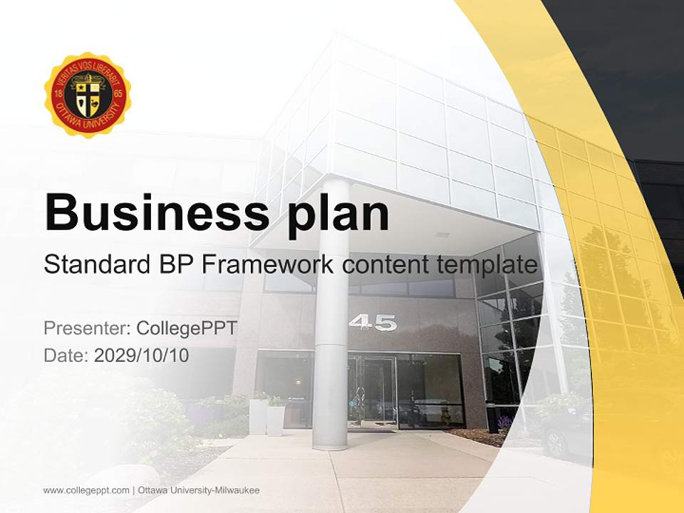 Ottawa University-Milwaukee Competition/Entrepreneurship Contest PPT Template4:3 ratio PPT effect preview image9