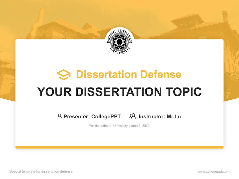 Pacific Lutheran University Graduation Thesis Defense PPT Template4:3 ratio PPT effect preview image7