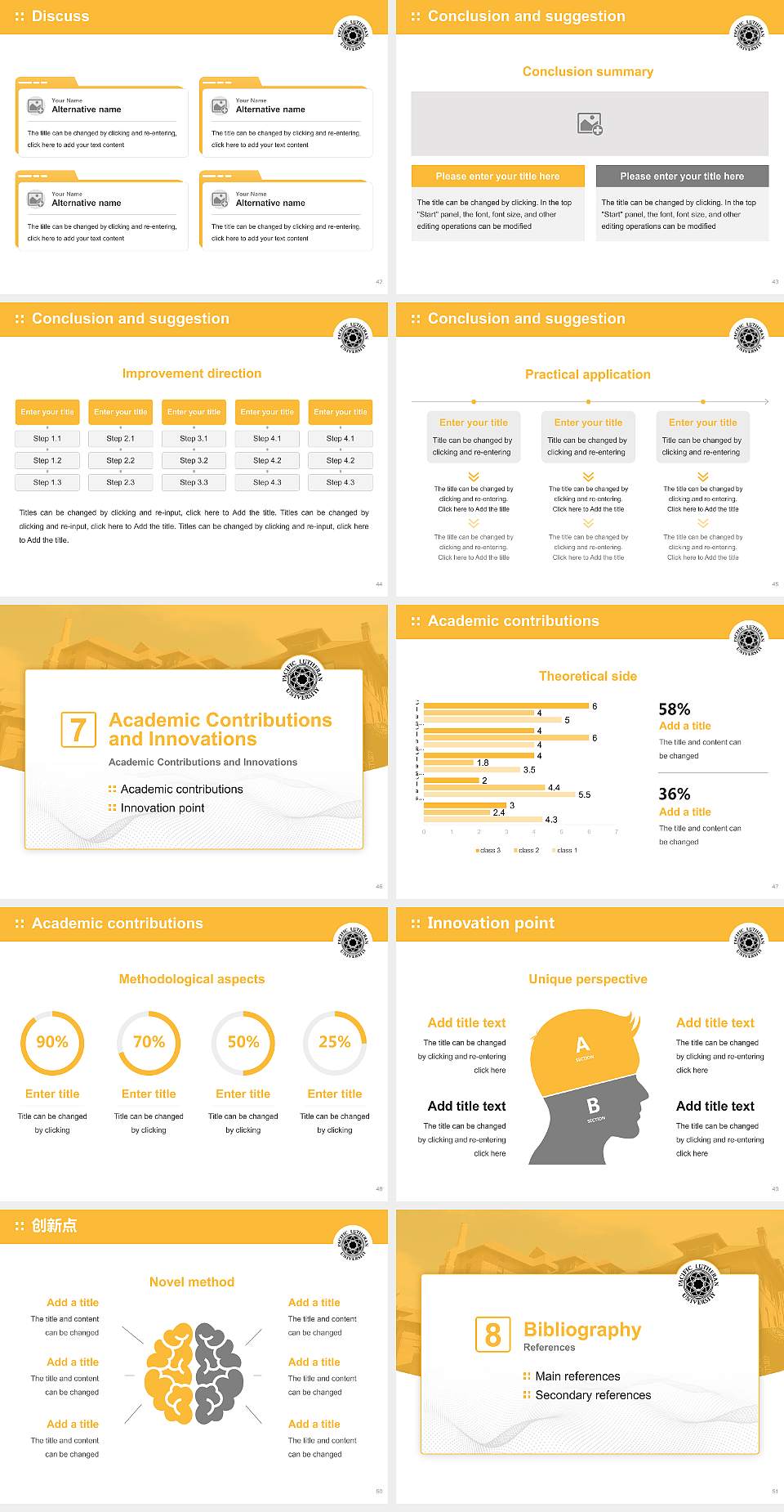 Pacific Lutheran University Graduation Thesis Defense PPT Template4:3 ratio PPT effect preview image6