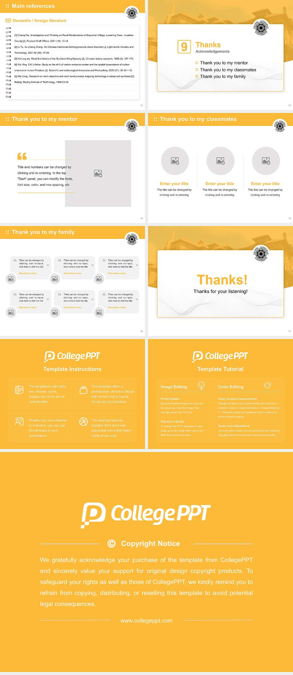 Pacific Lutheran University Graduation Thesis Defense PPT Template4:3 ratio PPT effect preview image7