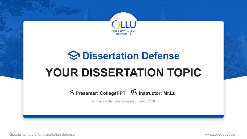 Our Lady of the Lake University Graduation Thesis Defense PPT Template16:9 ratio PPT effect preview image