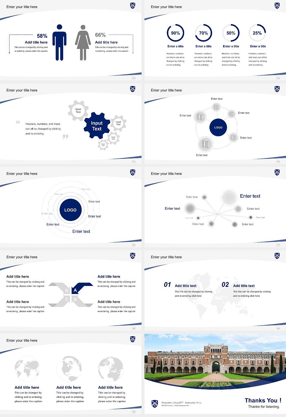 Rice University Course/Courseware Creation PPT Template16:9 ratio PPT effect preview image4