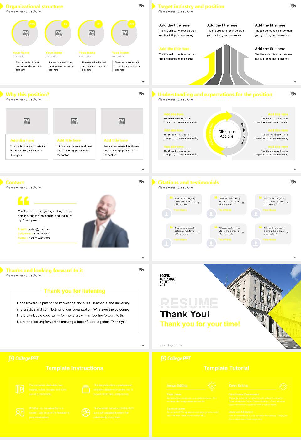 Pacific Northwest College of Art Resume PPT Template16:9 ratio PPT effect preview image4