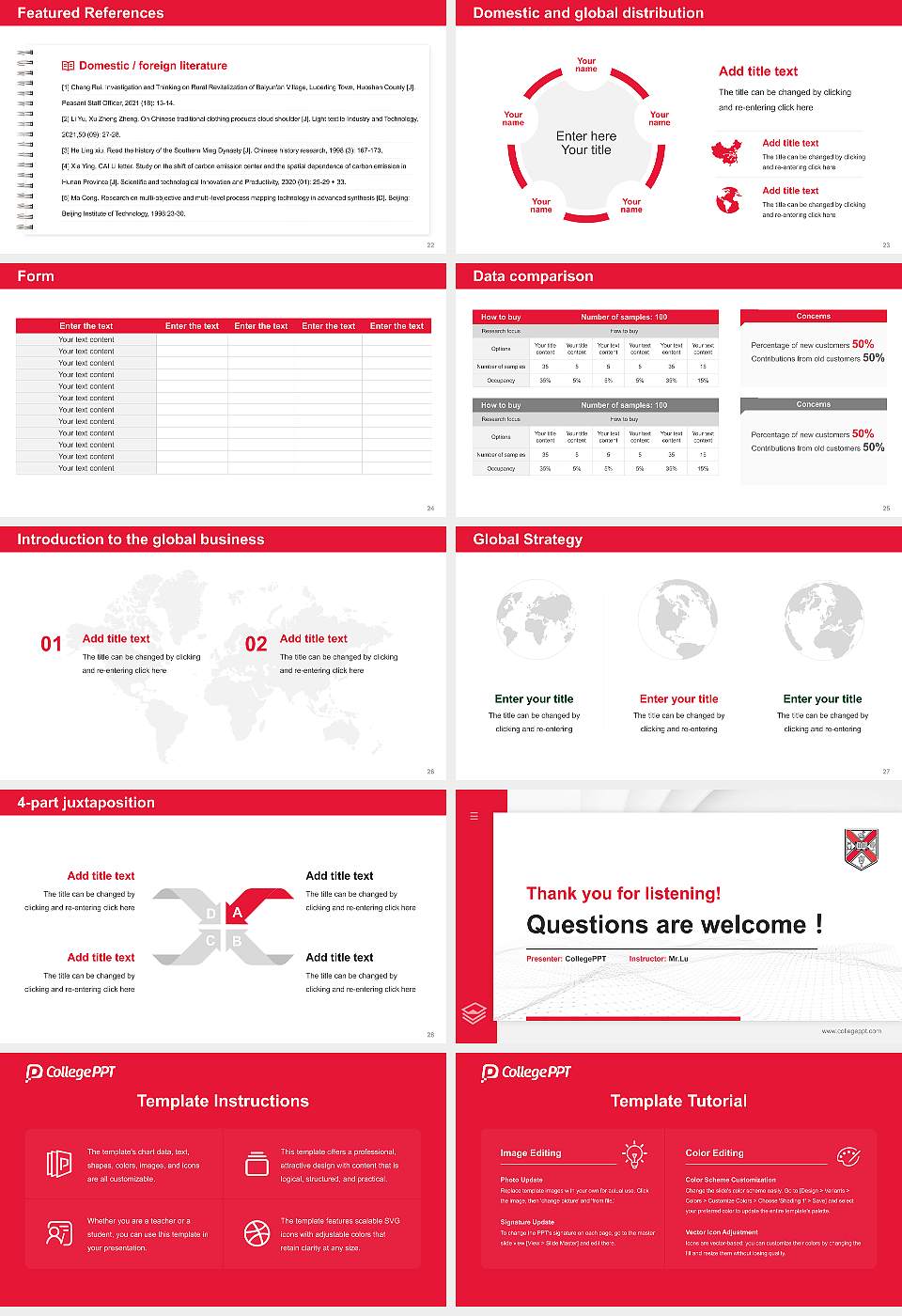 Rhodes College Thesis Proposal/Graduation Defense PPT Template16:9 ratio PPT effect preview image4