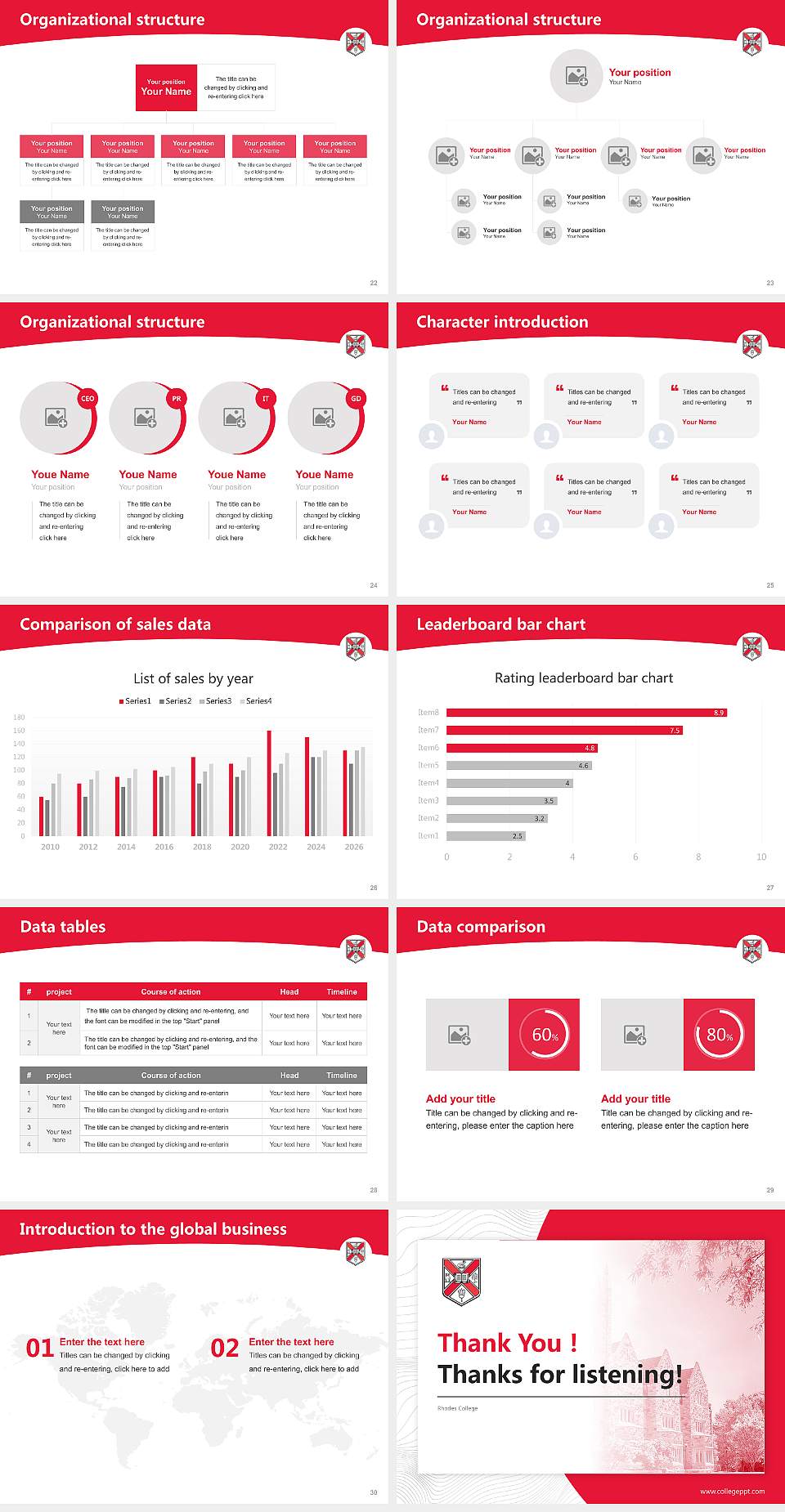 Rhodes College Academic Presentation/Research Findings Report PPT Template4:3 ratio PPT effect preview image4