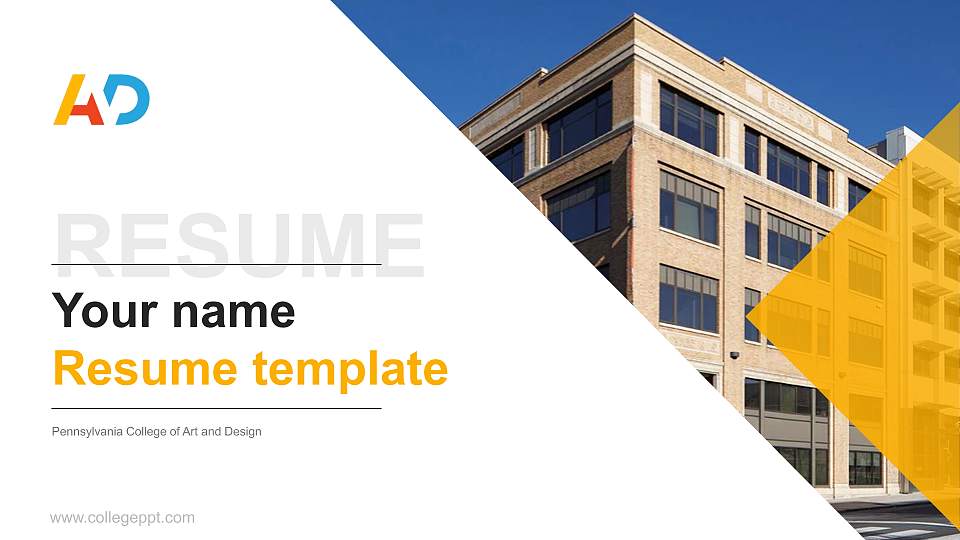 Pennsylvania College of Art and Design Resume PPT Template16:9 ratio PPT effect preview image