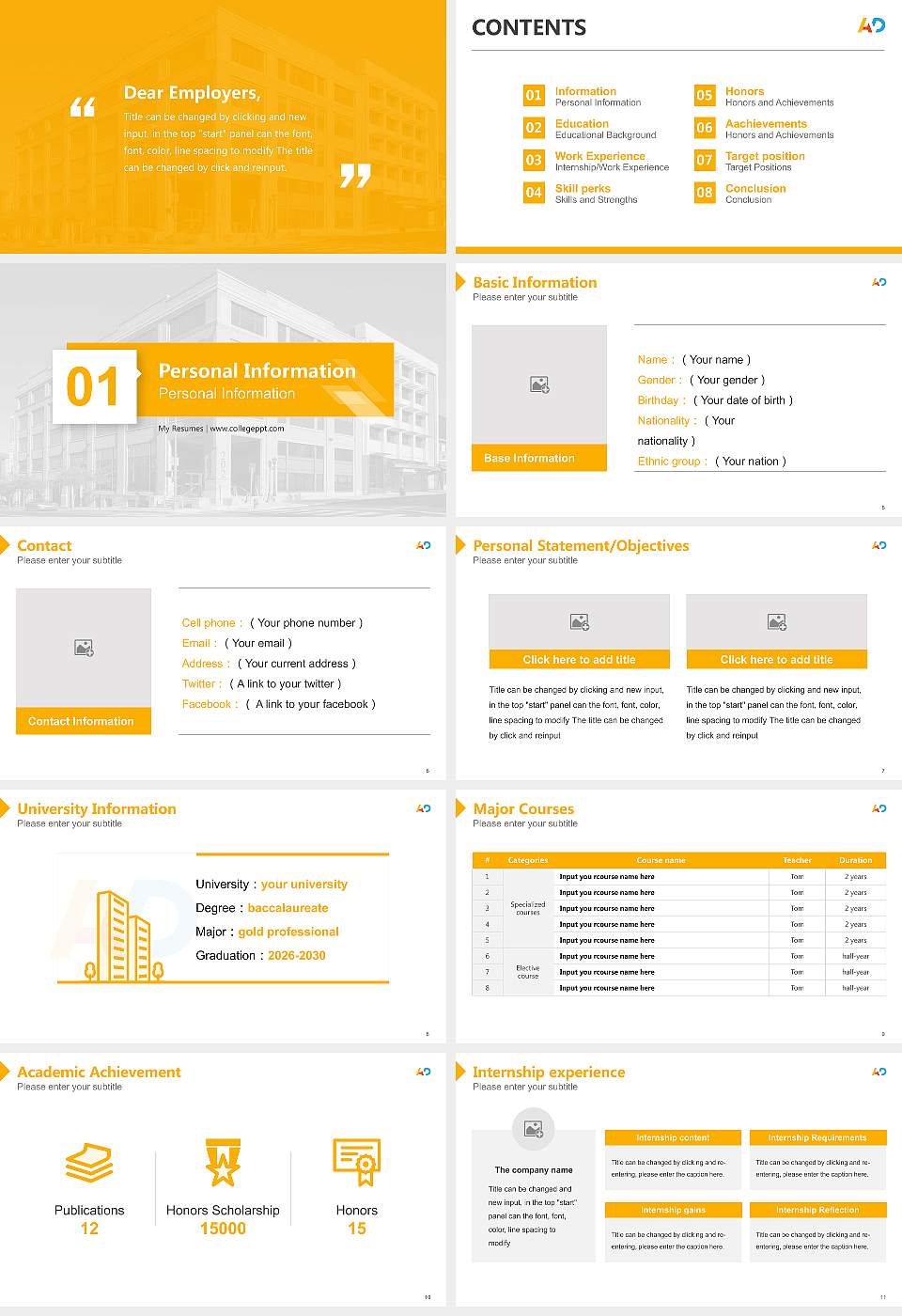 Pennsylvania College of Art and Design Resume PPT Template16:9 ratio PPT effect preview image2