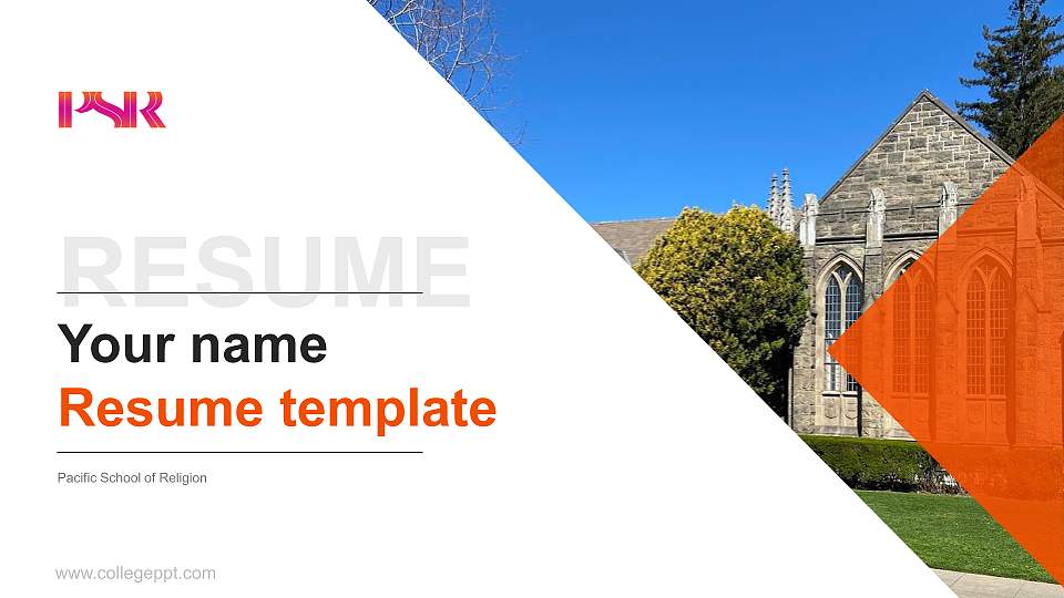 Pacific School of Religion Resume PPT Template16:9 ratio PPT effect preview image