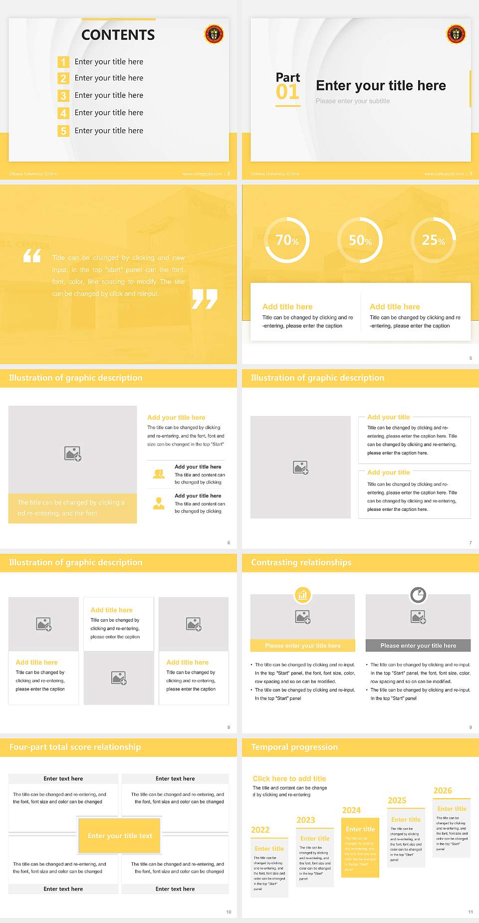 Ottawa University-Online Thesis Proposal/Graduation Defense PPT Template4:3 ratio PPT effect preview image2