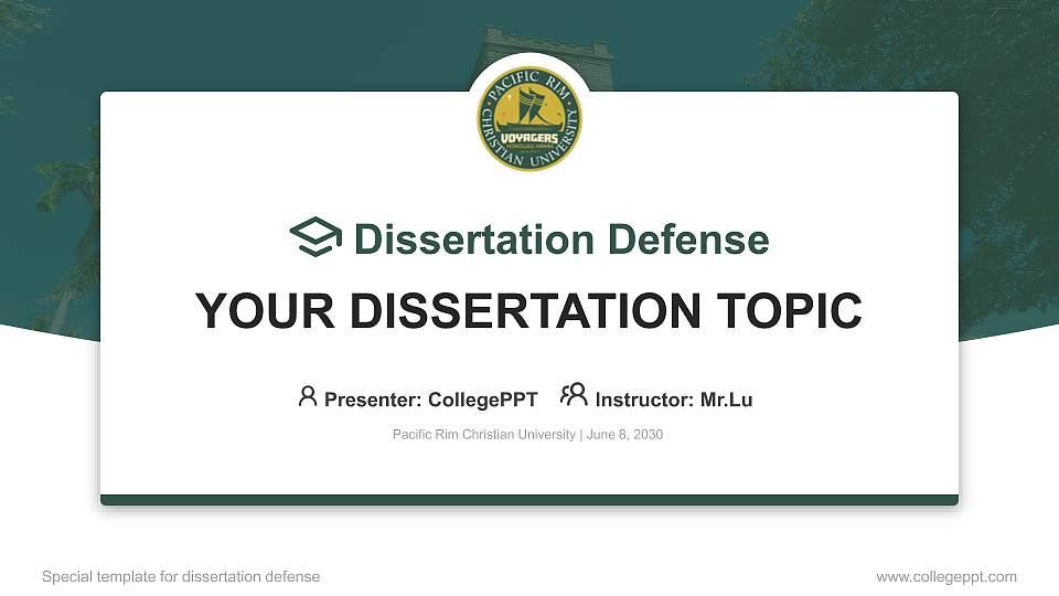 Pacific Rim Christian University Graduation Thesis Defense PPT Template16:9 ratio PPT effect preview image