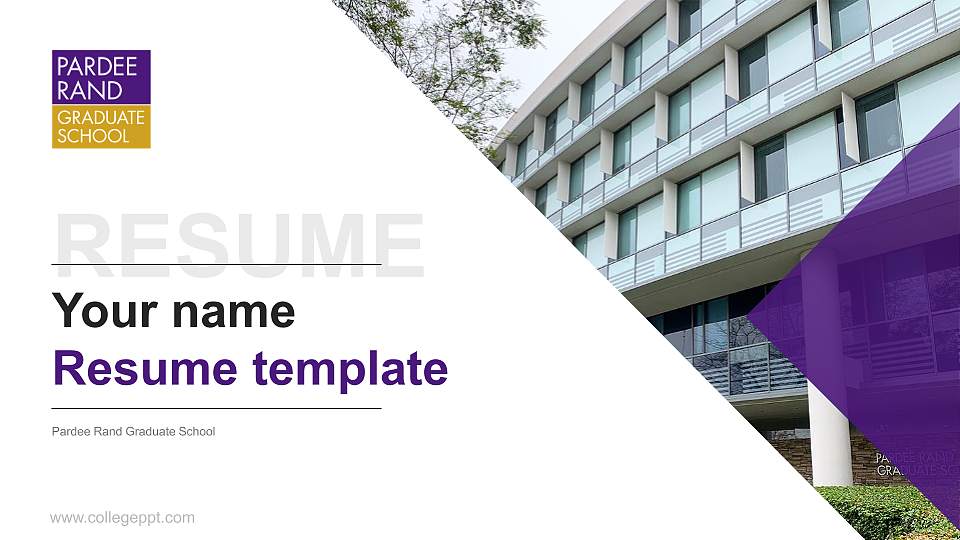 Pardee Rand Graduate School Resume PPT Template16:9 ratio PPT effect preview image