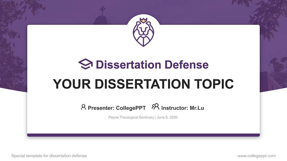 Payne Theological Seminary Graduation Thesis Defense PPT Template16:9 ratio PPT effect preview image