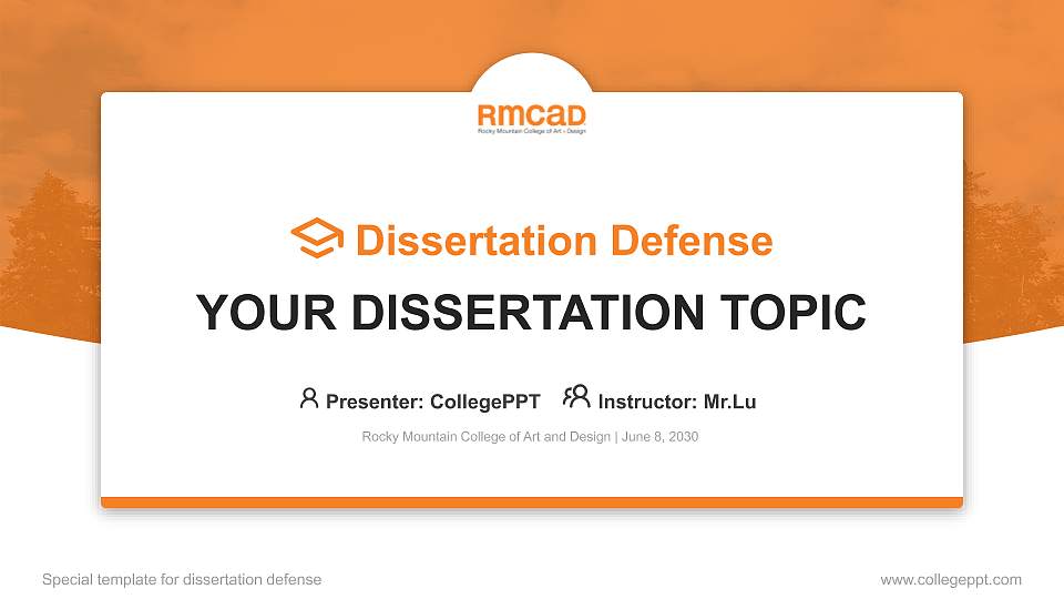 Rocky Mountain College of Art and Design Graduation Thesis Defense PPT Template16:9 ratio PPT effect preview image