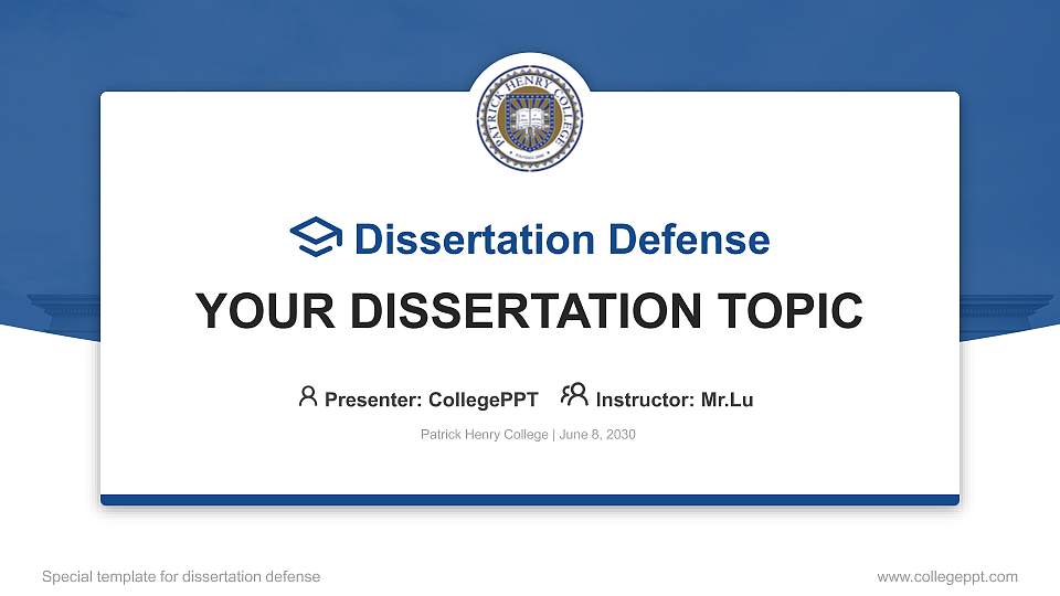 Patrick Henry College Graduation Thesis Defense PPT Template16:9 ratio PPT effect preview image