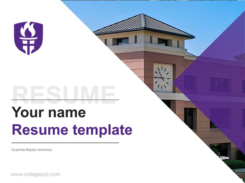 Ouachita Baptist University Resume PPT Template4:3 ratio PPT effect preview image5