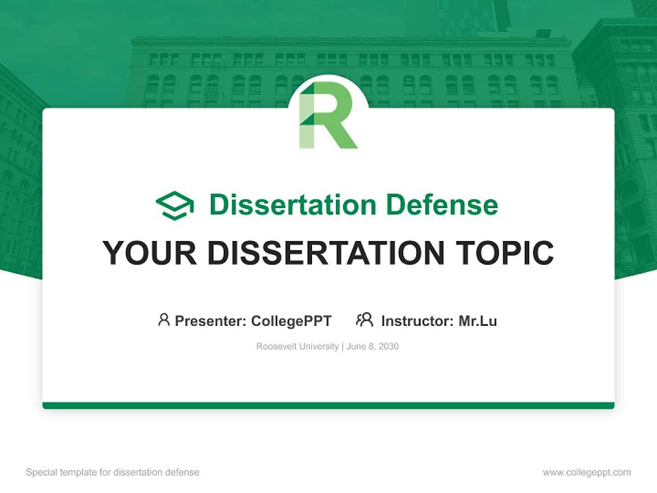 Roosevelt University Graduation Thesis Defense PPT Template4:3 ratio PPT effect preview image7
