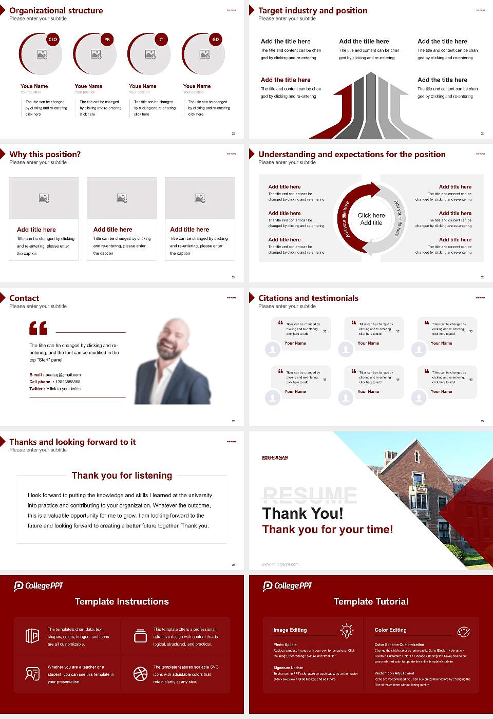 Rose-Hulman Institute of Technology Resume PPT Template16:9 ratio PPT effect preview image4